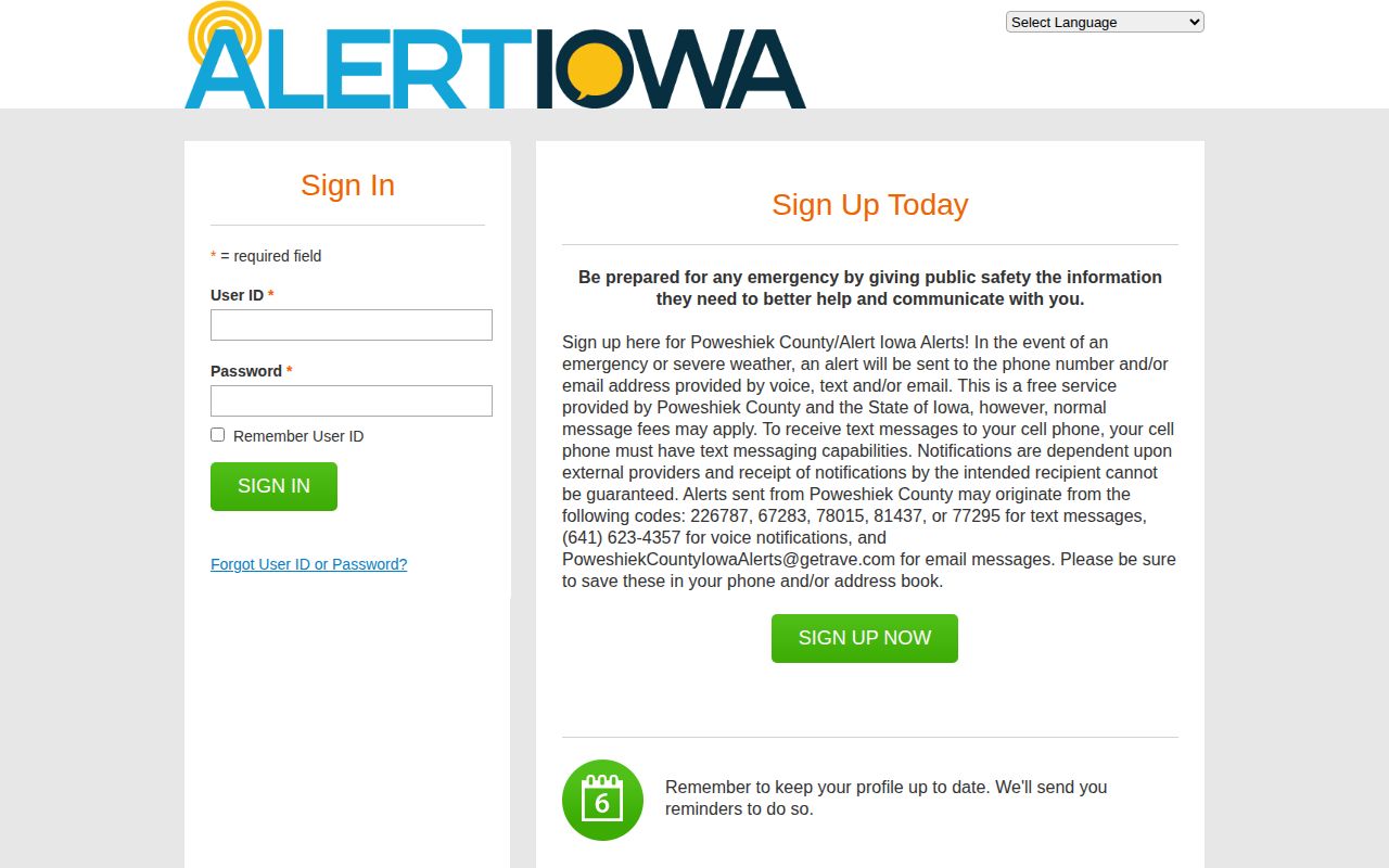 Poweshiek County Alert Iowa emergency notice signup, not booking alerts