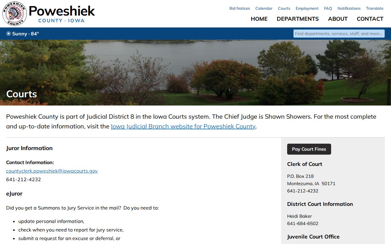 Official Poweshiek County court route for warrant and case record questions